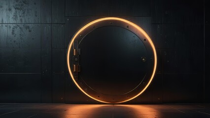 Corporate secure storage background with luminous vault shape