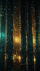 Naklejka premium Glowing futuristic digital shield made of data streams for cybersecurity design