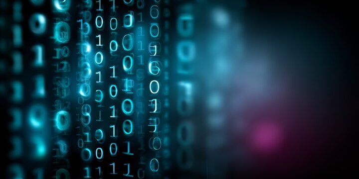 Blue background with a row of black numbers. The numbers are in binary code and are arranged in a row