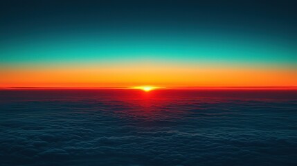 Obraz premium Aerial View of Sunrise Above Cloud Layer with Gradient Sky