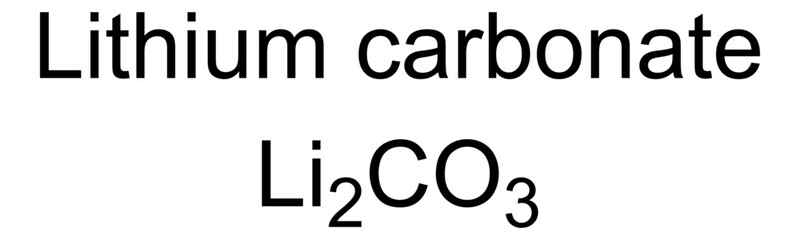 Chemical structure of lithium carbonate, drug substance