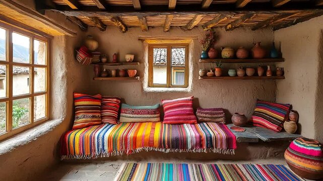 andean village traditional peruvian house interior video