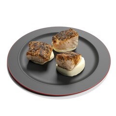 Seared fish fillets on creamy mashed potatoes