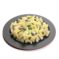 Delicious pasta salad with feta and olives.