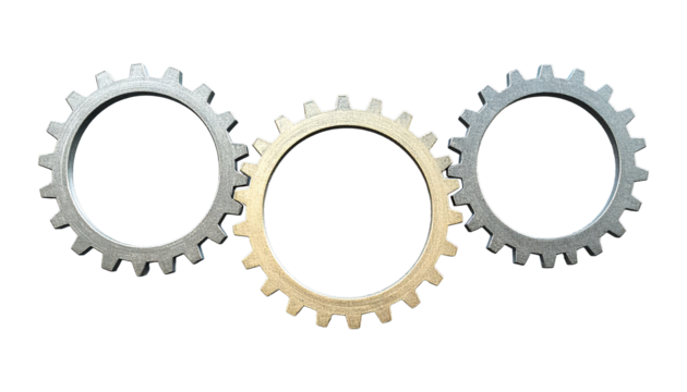 three cogwheels on abstract blue