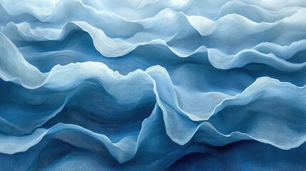 Obraz premium Waves of light blue fabric create an abstract, elegant background. Perfect for adding a touch of sophistication to your creative design.