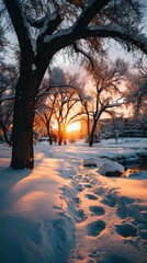 Winter Path Sunset