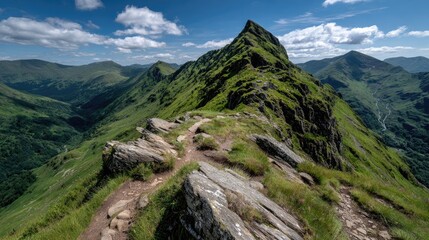 Fototapeta premium Green Mountain Peak Landscape