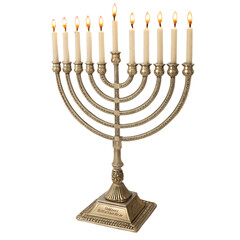 hanukkah menorah with candles on transparent background PNG
