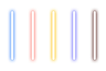 Set of colorful laser swords isolated on transparent background for design element