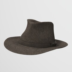 Stylish brown fedora hat on white background.