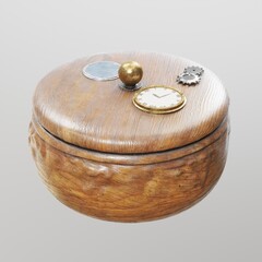 Vintage wooden box with steampunk accents