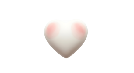 White heart with pink cheeks isolated on transparent background
