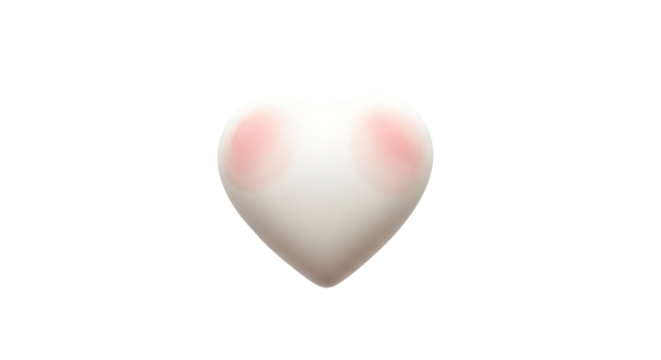 White heart with pink cheeks isolated on transparent background