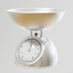 Retro-style kitchen scale with a metallic finish