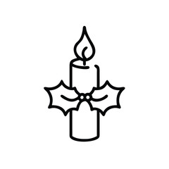 A festive candle with holly on a white background vector illustration