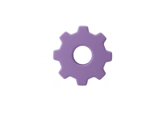 3d render of a single purple gear, isolated on transparent background