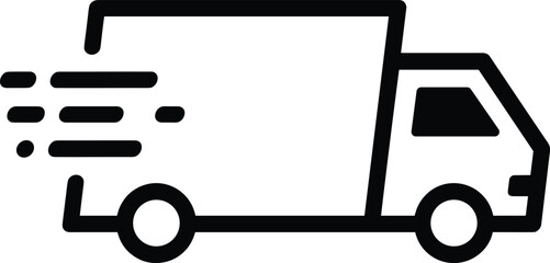 Fast delivery truck icon, express shipping vehicle symbol, cargo transport sign for logistics courier and freight service