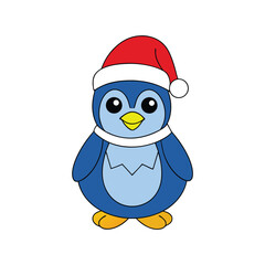 A simple cartoon Christmas penguin on a white background vector illustration