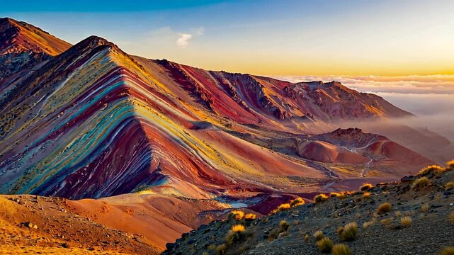 rainbow mountain vinicunca cusco region peruvian landscape video