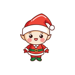 A festive chibi style Christmas character on a white background vector illustration