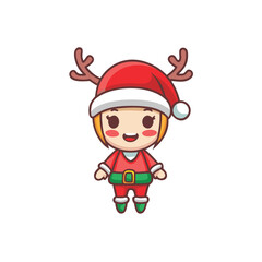 A simple illustration of a chibi style Christmas character on a white background vector illustration