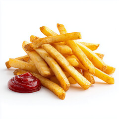French fries isolated on white background