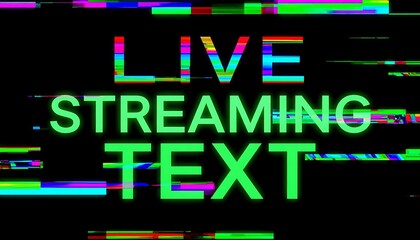 Vibrant text overlay with distorted lines.