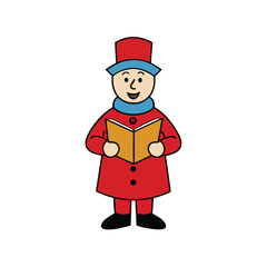 A festive Christmas caroler isolated on a white background vector illustration