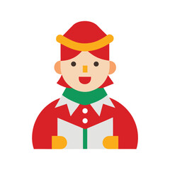 A singing Christmas caroler on a plain white background vector illustration