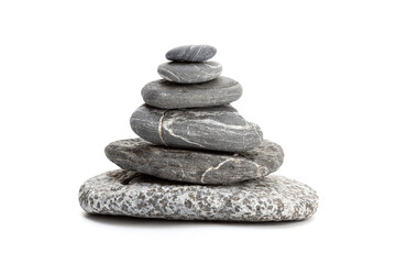 Balanced Stones isolated on white background. Balancing Pebbles. Life balance and harmony concept