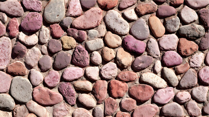 Naklejka premium Textured pink pebble walkway showing signs of weathering, great for backgrounds