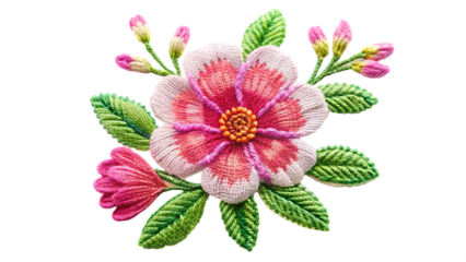  embroidery flower isolated on white background  PNG AI GENERATED