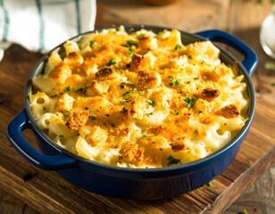 Creamy pasta dish, topped with breadcrumbs