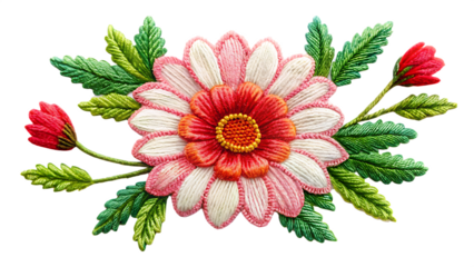  embroidery flower isolated on white background  PNG AI GENERATED