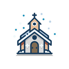 A classic church covered in snow vector illustration