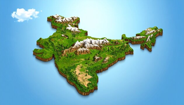3 d relief map of india