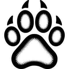 Fototapeta premium Paw Print Icon: A sleek, minimalist icon of a paw print, rendered in bold black and white, perfect for various design applications.