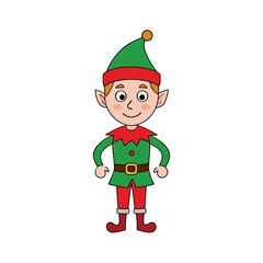 A cute Christmas elf character on a white background vector illustration