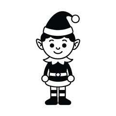 A cheerful Christmas elf character against a white background vector illustration