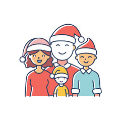 A diverse family celebrating Christmas on a white background vector illustration