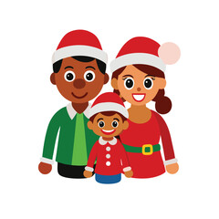 A diverse family celebrating Christmas on a white background vector illustration