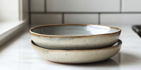 Artisan ceramic bowls modern kitchen tableware minimalist view craftsmanship