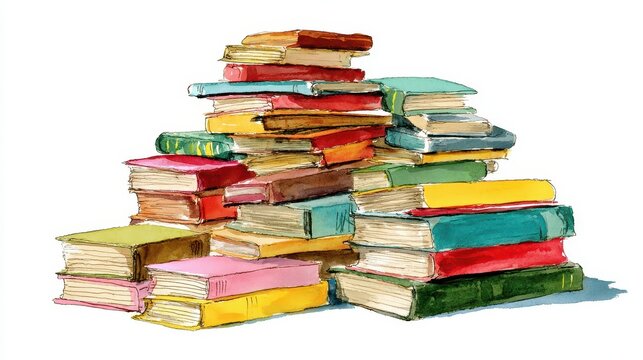Colorful book stacks illustration.