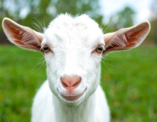 Obraz premium Cute white kid goat