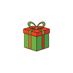 An icon of a Christmas gift in a flat design style vector illustration