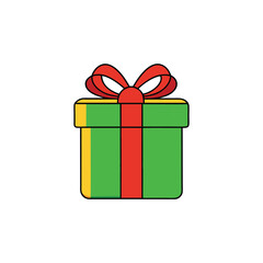 A simple Christmas gift icon in a flat design vector illustration