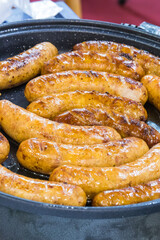 Grilled sausages with spices. Traditional polish food
