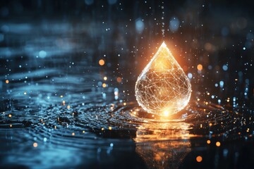 Captivating water drop splashing in a dark environment stunning visual high-resolution abstract concept