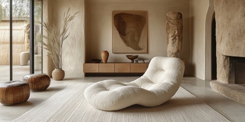 Modern living room design cozy home interior minimalist environment wide angle aesthetic home inspiration